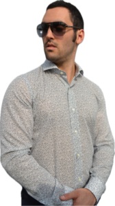 Camicia da uomo in cotone 100% 3D digitale stampata micro geometrica modello astratto seguendo il Made in Italy tradizione vintage - Product Image 5