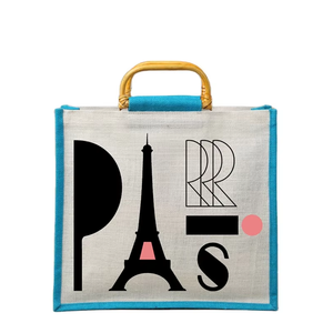 ถุงช้อปปิ้งผ้าปอกระเจาหลากสีทนทานเป็นมิตรกับสิ่งแวดล้อมพร้อมลวดลายเรขาคณิตเคลือบลามิเนตและด้ามอ้อยสำหรับใช้ในชีวิตประจำวัน - Product Image 1