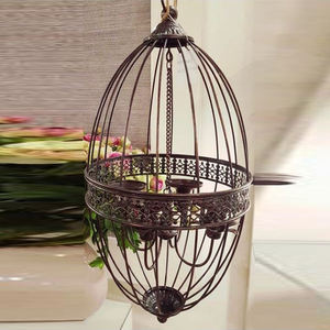 Lámpara colgante de Color negro de Metal de hierro con diseño de Interior americano, lámpara de araña para vestíbulo de Hotel, forma ovalada con tamaño medio - Product Image 1