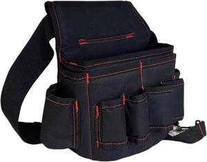 Multi Functional <b>Tool</b> Belt Bag Black With Red Stitching Adjustable Strap For <b>Carpenter</b> Work Use - Product Image 3