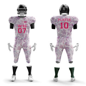 Fabriqué en usine de haute qualité grande taille sensibilisation au cancer antibactérien 100% polyester maillot de football américain short ensemble respirant - Product Image 6