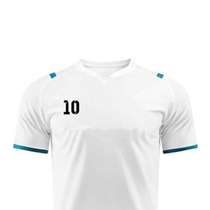 Maillot de football américain blanc à col en V, manches courtes, respirant, en polyester, pour homme adulte, toutes saisons, sublimé - Product Image 3