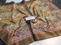 Sari en tissu Blossom, soie douce, bordure Zari, imprimé, avec pièce de blouse contrastante, tenue traditionnelle, lavable, nettoyage à sec