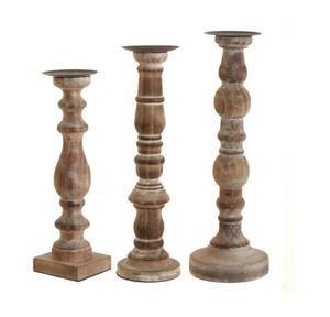 Best Attractive Design Best Selling Luxury Handmade Wooden Candle Holders for Decoration Mango Wood Candle Pillar Sets - Product Image 2
