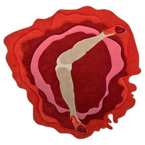 Alfombra Moderna de Diseño Personalizado con Forma Floral Abstracta Roja, Alfombra de Pelo Largo con Motivos Figurativos, Decoración para el Hogar, Regalo de Navidad - Product Image 6