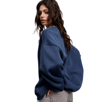 Sweat-shirt unisexe en coton 100% teint en pièce, 380 GSM, col rond, coupe oversize, avec logo personnalisé, pour l'automne et l'hiver, grandes tailles