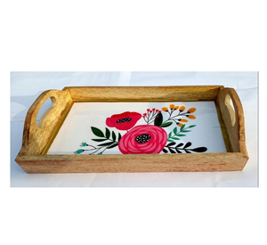 Wood Serving <b>Tray</b> Premium Quality Restaurant and Home <b>Kitchen</b> Use with Enamel Printed Single Piece Wood Serving <b>Tray</b> - Product Image 2