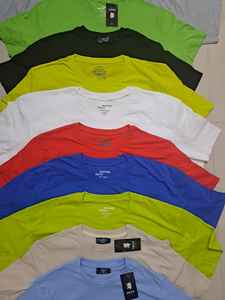 เสื้อยืดผ้าฝ้ายพรีเมี่ยมสำหรับผู้ชายชุดลำลองใส่สบายลายทางสีทึบ - Product Image 2