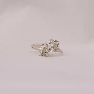 IGI Certified 14KT Solid Gold Classic Luxury Engagement Ring with Triangle & Square <b>Cushion</b> Cut Lab Grown Diamond for girls - Product Image 1