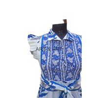 Robe longue en coton confortable et élégante pour femme, imprimé floral/uni fait main, décontractée, pour les fêtes ou le quotidien, simple, boutonnée, style doux