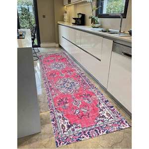 Tapis imprimé d'inspiration vintage : motif médaillon pour un intérieur moderne, tapis fin non tissé - Product Image 3