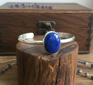 Pulsera de cuentas de plata tibetana hecha a mano, lapislázuli natural, corte ovalado, chapado en oro de 14K/24K, estilo bohemio, ajustable para hombre - Product Image 4