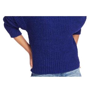 Maglione da Donna con Motivo Floreale in Filato Terry Blu Navy Collo Alto Traspirante Stile Casual Taglia X-Large per l'Inverno - Product Image 3