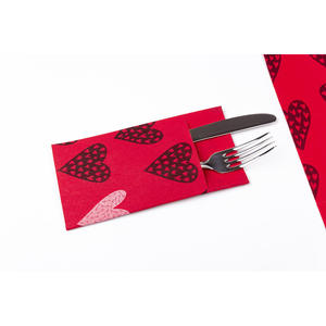 Serviettes de table en papier kraft imprimées Agatha, 40x40cm, couleur rouge, 240 pièces, B2B - Product Image 1