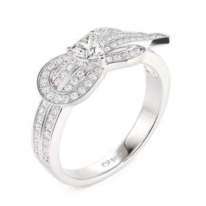 แหวนคู่รูปหัวใจอินฟินิตี้ชุบโรเดียมเจลิยาประดับเพทาย - Product Image 3