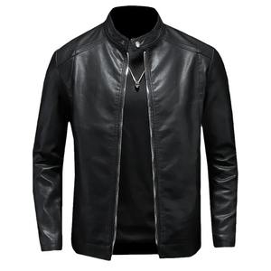 Nouvelle veste de moto en cuir pour hommes col montant épaissi doublé de polaire style décontracté - Product Image 4