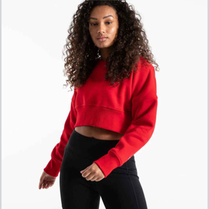 Cotton French Terry Pullover <b>Sweatshirt</b> Women Customized Logo Embroidery Casual Style <b>Long</b> Length Winter Fleece <b>Sweatshirts</b> - Product Image 4