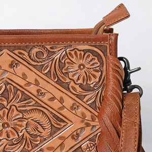 Sac bandoulière en cuir véritable style cowgirl bohème western, avec pompon et fermeture éclair, durable, prix de gros, best-seller - Product Image 4