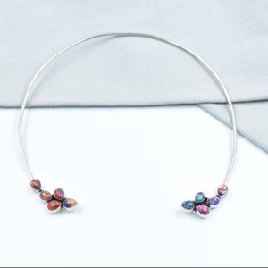 Gargantilla turquesa de Dalia Rosa hecha a mano, joyería de plata esterlina para mujer, idea de regalo de estilo Boho - Product Image 1