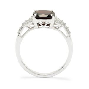 Bague en grenat naturel Sangu 2,70 ct avec zircon blanc, argent sterling plaqué rhodium, design géométrique délicat - Product Image 3