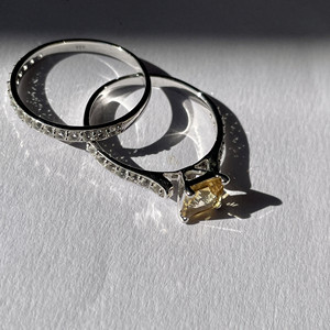 Handmade 925 Sterling Silver Shah Gems Engagement <b>Ring</b> for Women Natural <b>Citrine</b> and White Topaz Princess Cut IGI Certified - Product Image 6