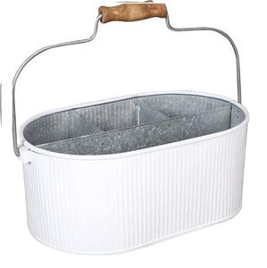 Portautensilios Ovalado de Acero Inoxidable con Recubrimiento en Polvo Blanco, Ecológico, Apto para Lavavajillas, con Asa, para Cocina y Comedor - Product Image 2