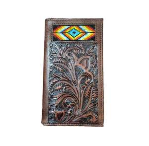 Long portefeuille de luxe usiné à la main pour hommes en cuir de vache véritable avec perles artistiques et blindage RFID complet - Product Image 3