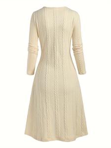 เดรสเสื้อเชิ้ตลำลองถักลายสก๊อตสำหรับผู้หญิงแฟชั่นยุโรปและอเมริกาสง่างาม - Product Image 3