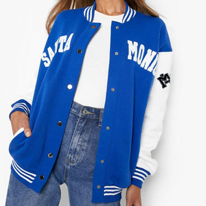 OEM Custom Logo Cropped Women's Bomber Jacket Chenille Embroidery <b>Leather</b> Print Quilted Breathable Baseball <b>Coat</b> Woven Weaving - Product Image 4