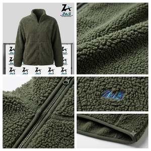 Custom Designed Sherpa Fleece ZIP <b>Jacket</b> Stand Collar <b>Shearling</b> Winter Warm Coat Warm Winter Outerwear <b>Men's</b> Sherpa <b>Jackets</b> - Product Image 4
