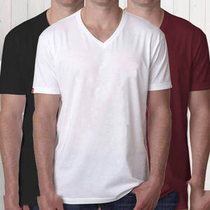 T-shirt à col V en trois mélanges imprimé de logo personnalisé - Product Image 3