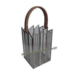 Bolso de mano más vendido, farol de vidrio y acero inoxidable con asa de cuero para bodas y fiestas - Product Image 5