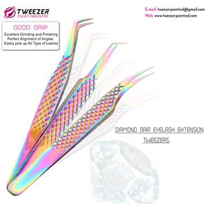 Pinzas para Extensión de Pestañas con Punta de Fibra Diamond Grip, Pinzas Profesionales de Acero Inoxidable para Pestañas, Diseño Duradero y Anticorrosivo - Product Image 2