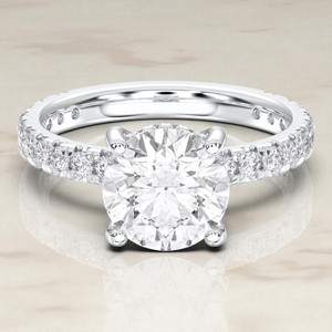 2.50 carats E-F/VSS-VS Moissanite coupe ronde diamant broche ensemble bague de fiançailles en argent pour les femmes - Product Image 2