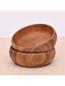 Juego de cuencos de comedor de madera de acacia maciza de grano de bosque ecológico hecho a mano para bodas, artesanías tradicionales especiales - Product Image 3