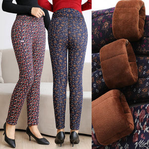 Femmes d'âge moyen taille haute chaud <span class=keywords><strong>velours</strong></span> Leggings cheville longueur garder au chaud chameau cheveux coton <span class=keywords><strong>pantalon</strong></span> - Product Image 2