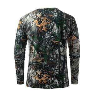 Top informal con estampado de camuflaje para hombre, cuello redondo, manga larga, tejido de punto de poliéster, ajuste Regular, elástico ligero para la temporada de primavera y otoño - Product Image 2