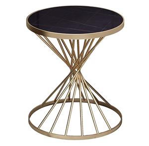 Fer de table d'appoint en métal de qualité supérieure avec marbre arrondi taille personnalisée style unique pour une utilisation à domicile hôtel. - Product Image 1