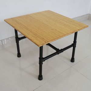 TB015 Square Tea Table with <b>Bamboo</b> <b>Craft</b> and Pipe Legs 60x60x40cm - Product Image 3