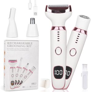 Maquinilla de Afeitar Eléctrica para Mujer y Hombre, 4 en 1, Inalámbrica, para Uso en Seco y Húmedo, con Pantalla LED y Doble Cuchilla, Resistente al Agua, para un Afeitado Suave - Product Image 1
