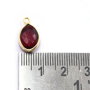 จี้เงินชุบทองรูปทรงมาร์ควิสประดับพลอยโกเมนควอตซ์ ขนาด 15 ถึง 17 มม. พร้อมห่วง - Product Image 4