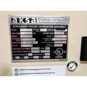 Máquina AKSA de 65 KW Monofásica con Arranque Automático/Remoto, Tipo Silencioso, AC/DC, Potencia Nominal de 100-300 KW, Voltaje Nominal de 400-480V, 110V, Bajo Nivel de Ruido - Product Image 5