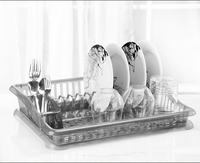 Égouttoir à vaisselle multifonctionnel en plastique transparent écologique, non pliable, avec porte-ustensiles et organisateur de couverts pour comptoir de cuisine