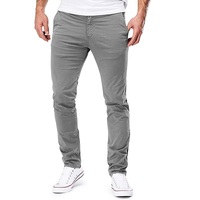 Celana Chino Pria Klasik Merk Custom, Kancing & Resleting, Bahan Tebal, Ukuran Besar, Potongan Lurus, 92% Katun 8% Spandex, Warna Khaki