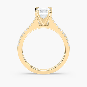 Ensemble de bague de mariage en diamant de laboratoire taille émeraude 2,50 CTW |   Bandes de pavés |   Ensemble de mariage en or massif 14 carats - Product Image 2