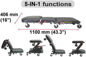 Herramientas ITA OEM ODM, Asiento Rodante 5 en 1 de Alta Calidad, Tipo Z, con Capacidad de 205 kg, Se Convierte Fácilmente, Hecho en Taiwán - Product Image 6