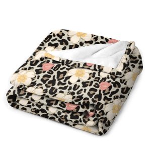 Coperte in Flanella Personalizzate con Stampa di Fiori di Ibisco delle Isole Hawaii e Design Leopardato, Antipilling, Varie Dimensioni - Product Image 4