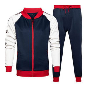 Chándal de hombre hecho con suave tejido de mezcla de poliéster con chaqueta con cremallera y joggers ideal para entrenamientos de gimnasio y rutinas al aire libre - Product Image 1