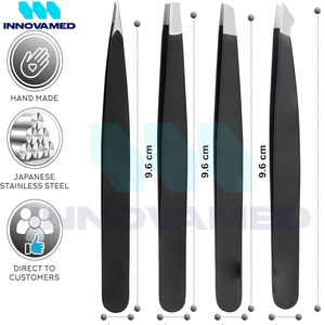 แหนบคิ้วสแตนเลส2025สีดำสำหรับการปรับรูปร่างได้อย่างสมบูรณ์แบบสำหรับผมทุกประเภทแหนบคิ้วสแตนเลสแบบเอียงในอัตราขายส่ง - Product Image 4