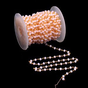 Morganite 2mm fil enroulé chapelet chaîne perlée fournitures de fabrication de bijoux chaîne de bijoux de bricolage par pied matériel d'artisanat - Product Image 3